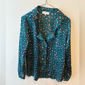 Never Fully Dressed Teal Leopard Print Blouse